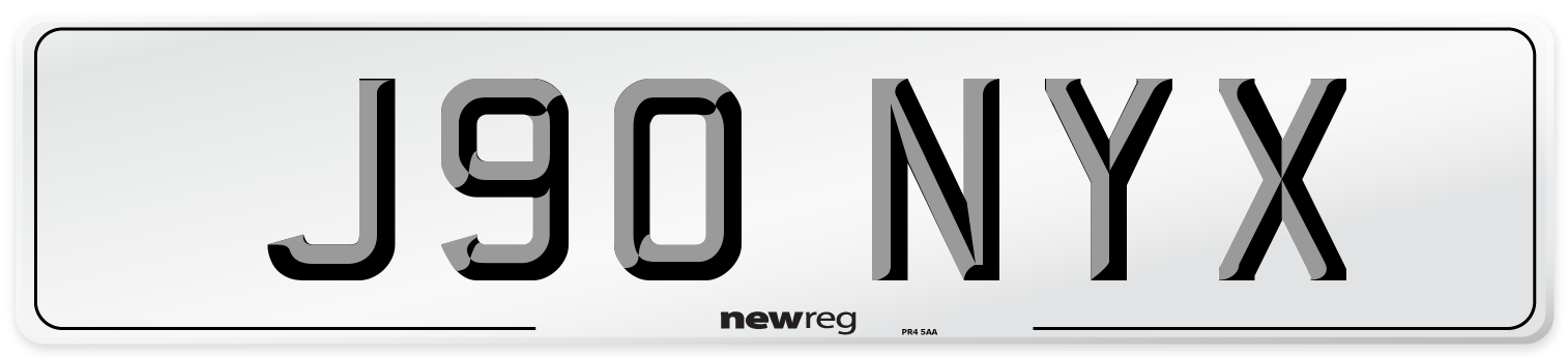 J90 NYX Number Plate from New Reg